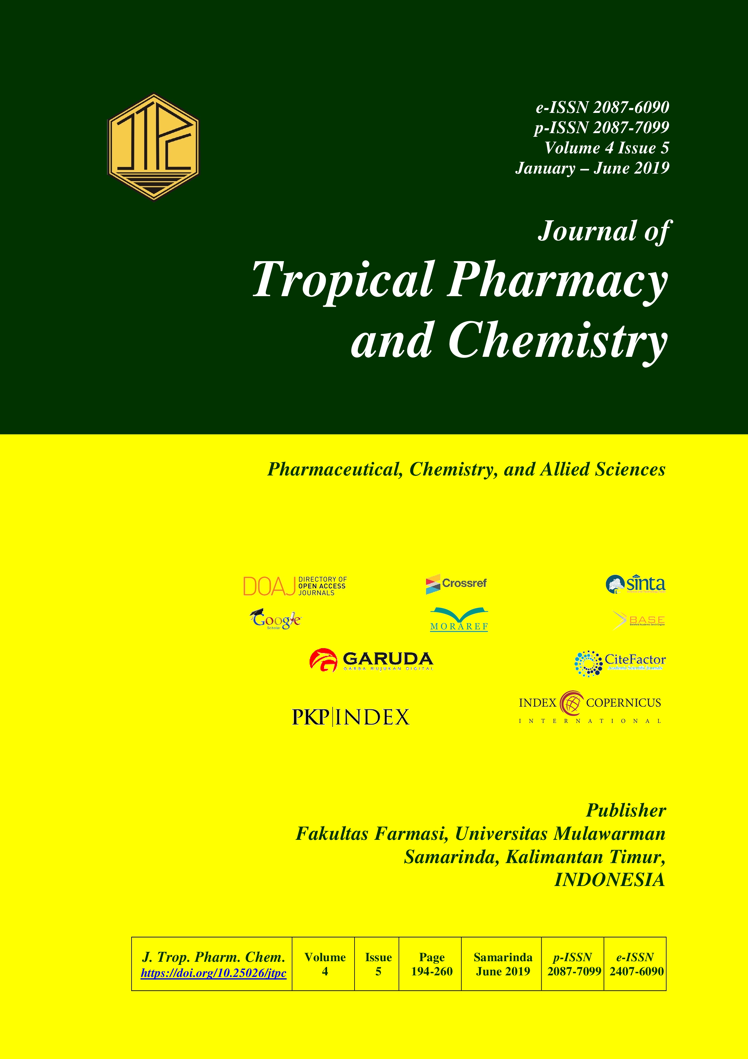 					View Vol. 4 No. 5 (2019): Journal of Tropical Pharmacy and Chemistry
				